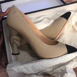 AUTHENTIC CHANEL ROPE HEEL SHOES